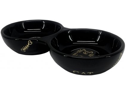 Nobby GOLDEN CAT ceramic double bowl for cats black with gold pattern 22x4cm/2x0.13l