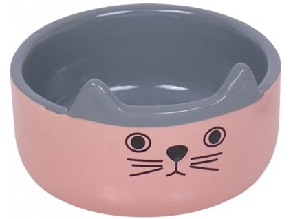 Nobby CAT FACE ceramic cat bowl pink-gray 13x4.5cm/0.16l