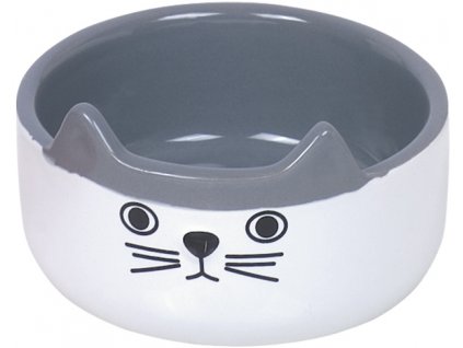 Nobby CAT FACE keramická miska pre mačky bielo-šedá 13x4,5cm/0,16l