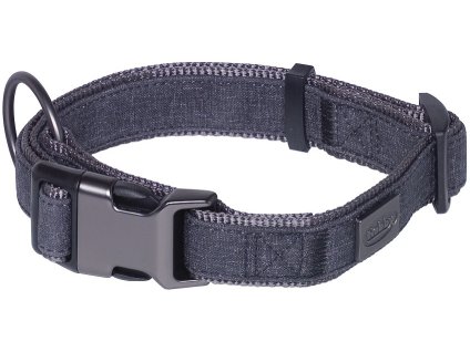 Nobby LINEN DELUXE obojek nylon černá S-M 28-40 cm