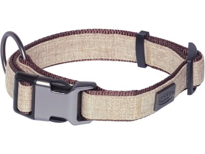 Nobby LINEN DELUXE obojek nylon hnědá L-XL 45-65 cm