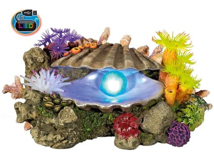 Nobby aquarium decoration seashell with LED 21.3 x 14.7 x 10.7 cm