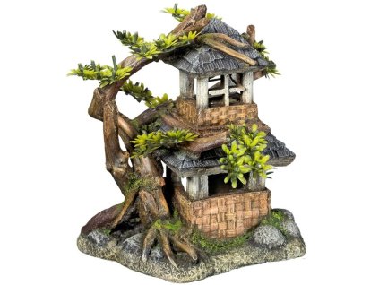 Nobby aquarium decoration house with bonsai 17.5 x 15.5 x 19.8 cm