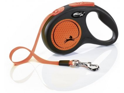 Flexi ÚJ NEON szalagos póráz S narancs 5m 15kg-ig