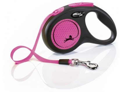 Smycz taśmowa Flexi NEW NEON S różowa 5m do 15kg
