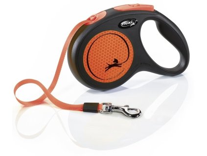 Smycz taśmowa Flexi NEW NEON M pomarańczowa 5m do 25kg