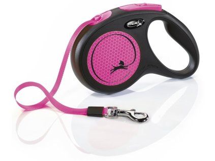 Smycz taśmowa Flexi NEW NEON M różowa 5m do 25kg