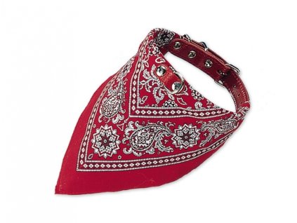 Nobby kožený obojek se šátkem 50cm červená