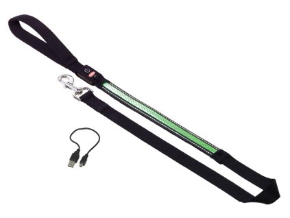 Nobby Flash Mesh svítící zelené vodítko 120cm / 25mm