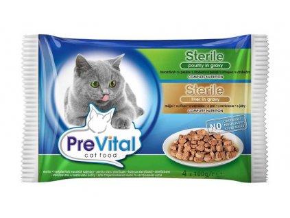 PreVital Katze sterile Leber und Geflügel, Beutel 100 g (4er Pack)