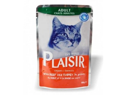 Plaisir Cat hovězí & krocaní, kapsička 100 g