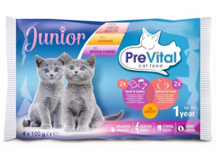 Prevital Cat Junior Lamm, Pute, Lachs und Forelle, Beutel 100 g (4er Pack)