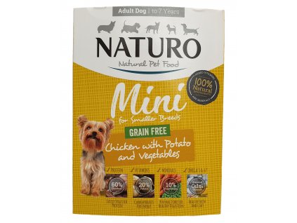 Naturo Dog Adult Mini Chicken GF, vanička 150 g