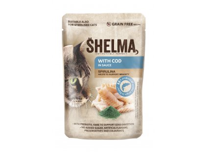 SHELMA Cat cod with spirulina in sauce, pouch 85 g