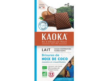 Czekolada mleczna z kokosem 100 g BIO KAOKA + Při koupi 12 a více kusů 3% Sleva