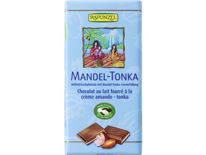 Bio mléčná čokoláda MANDLE TONKA RAPUNZEL 100 g  + Při koupi 12 a více kusů 3% Sleva