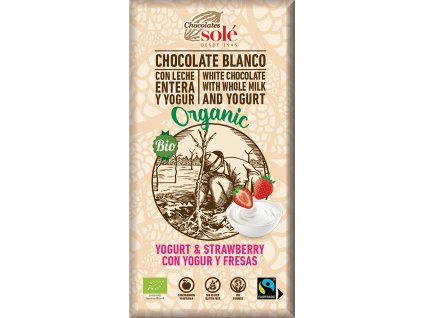 Bio bílá čokoláda s jogurtem a jahodami SOLÉ 100 g  + Při koupi 12 a více kusů 3% Sleva