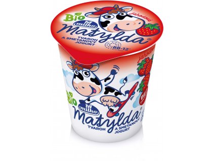 Tvaroh a smetanový jogurt Matylda jahoda 125 g BIO POLABSKÉ MLÉKÁRNY