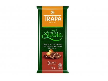 Mléčná čokoláda se stévií a lískovými ořechy - bez lepku -TRAPA 75g  + Při koupi 12 a více kusů 3% Sleva