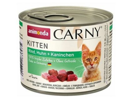 ANIMONDA konzerva CARNY Kitten - hovězí, kuře+ králík 200g