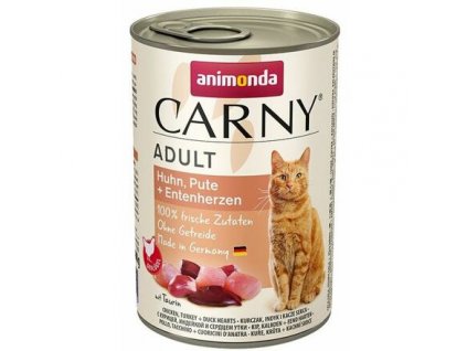 ANIMONDA konzerva CARNY Adult - kuře, krůta+kachní srdce 400g