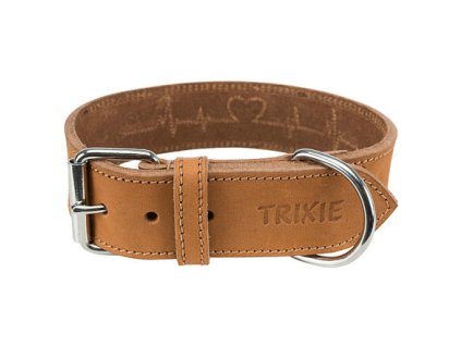 Rustic kožený obojek Heartbeat - hnědá (Velikost obojku RUSTIC HEARTBEAT M:38-47cm/40mm)