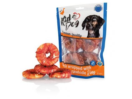 Carne de rață KIDDOG pe un inel de bivol de 9 cm (4 buc/pachet.)