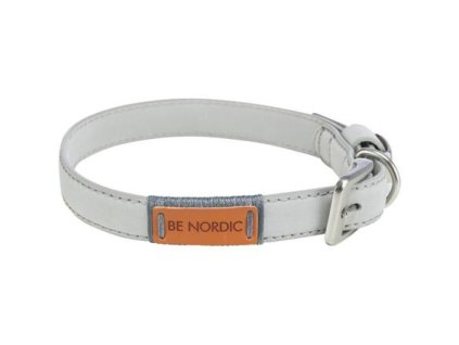 BE NORDIC kožený obojek - světle šedá (Velikost koženého obojku BE NORDIC S-M: 40-46 cm/20 mm)