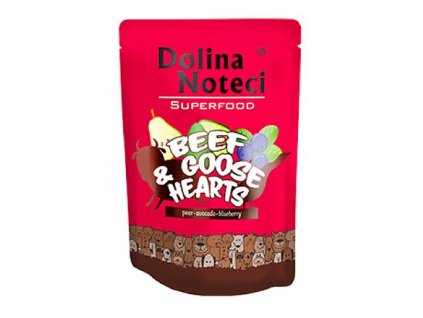 DOLINA NOTECI SUPERFOODS hovězí a husí srdíčka kapsička pro psy 300 g