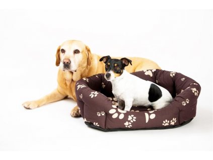 8-sided cotton bed. Paw brown/beige 70 cm