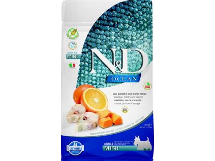 N&D OCEAN Mini Cod și Dovleac și Portocală Adult fără cereale 800 g