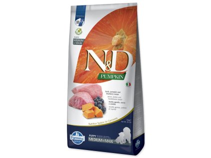 N&D Puppy Mediu și Maxi Dovleac Miel și Afine 12 kg
