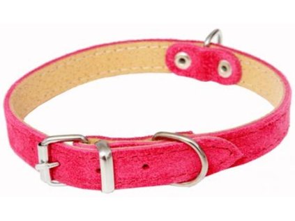 Guler din piele intoarsa. Piele SUNNY Fuchsia BAFPET 1.4 x 35cm