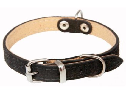 Suede collar. Leather SUNNY Black BAFPET 1.6 x 40cm