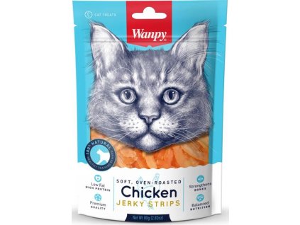 Wanpy Cat Soft Chicken Jerky Strips für Katzen, 80 g
