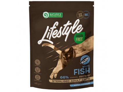 Nature's Protection Cat Dry LifeStyle GF Sterilised W.Fish 400 g
