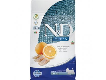 N&D OCEAN Dog Grain Free Adult Mini Śledź i Pomarańcza 0,8 kg