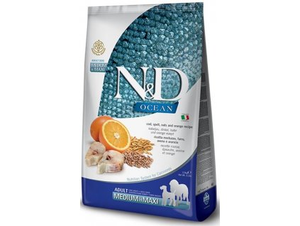 N&D OCEAN Dog Low Grain Adult M/L Dorsz i pomarańcza 2,5 kg