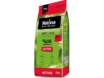 Nativia Dog Active Wołowina i Ryż 15 kg