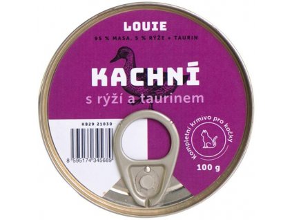 Louie oszukuje. dla kotów kaczka z ryżem i tauryną 100g
