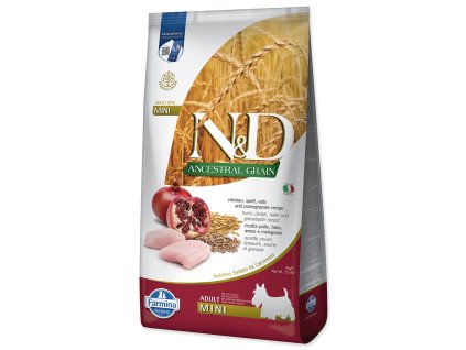 N&D Dog Adult Mini Ancestral Grain Chicken, Spelt, Oats & Pomegranate 7kg