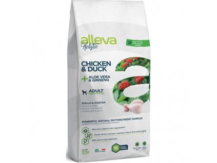 ALLEVA HOLISTIC Trockenfutter für erwachsene Hunde, Huhn und Ente, mittelgroß, 12 kg