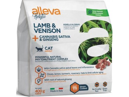 ALLEVA HOLISTIC Trockenfutter für erwachsene Katzen, Lamm und Wild, 400 g
