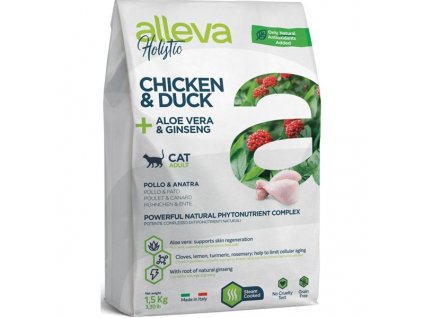 ALLEVA HOLISTIC Karma sucha dla dorosłych kotów Kurczak i kaczka 1,5 kg