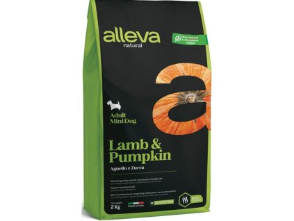 ALLEVA NATURAL Trockenfutter für erwachsene Hunde, Lamm und Kürbis, Mini, 2 kg