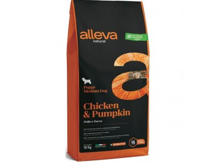 ALLEVA NATURAL Dog Dry Puppy Pui&Dovleac Mediu 12kg