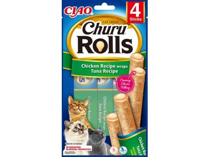 Inaba Churu Rolls cat snack kuře a tuňák 4x10 g