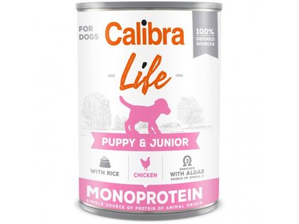 Calibra Dog Life konz. Puppy & Junior Chicken with rice 400g