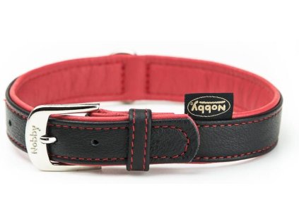 Nobby Pacific leather collar red trim XS-S 32cm