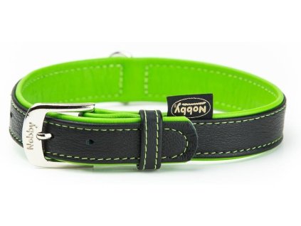 Nobby Pacific kožený obojek zelené lemování M-L 52cm